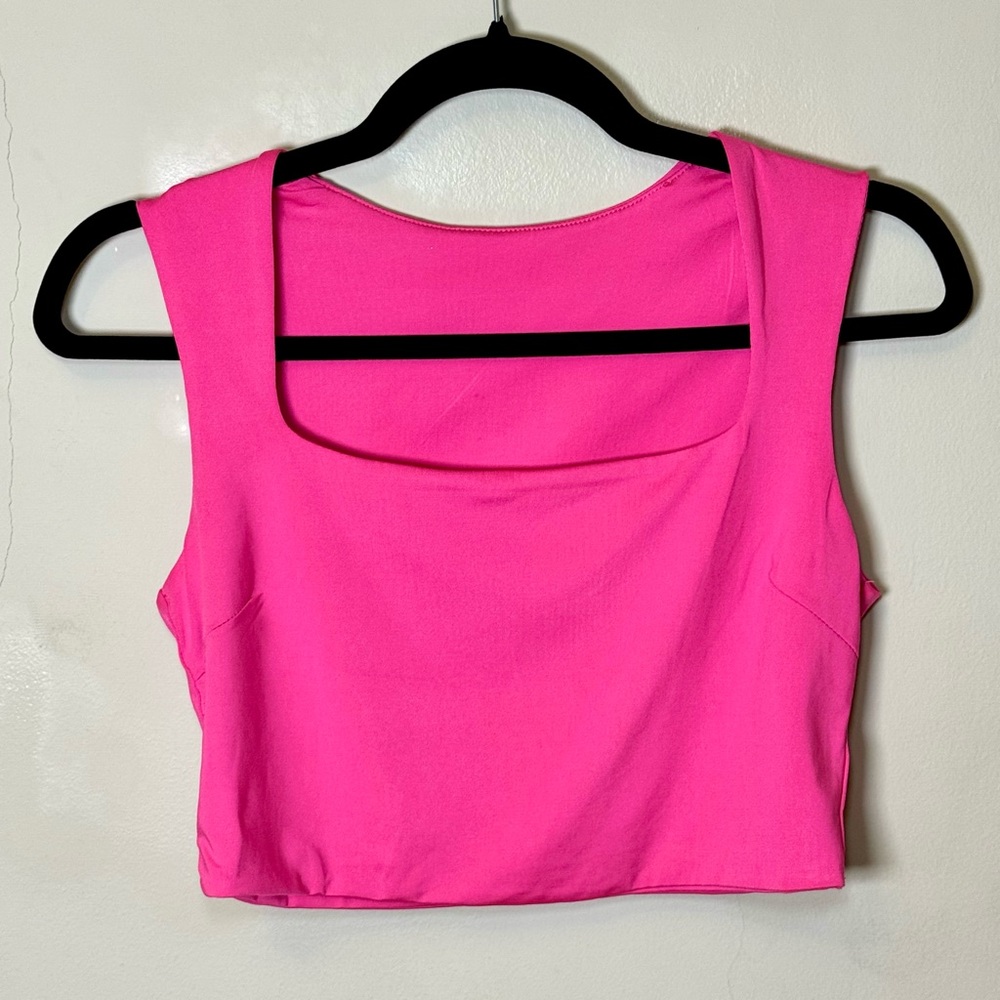 Pink Square Neck Crop Top